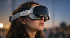 Woman experiencing a spatial film with Apple Vision Pro